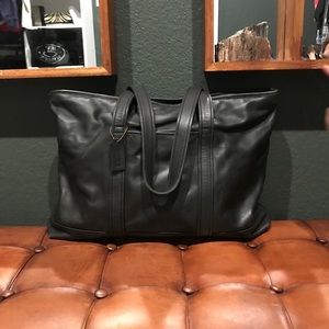 Coach black leather tote